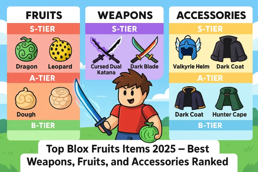 Blox Fruits Items Tier List 2025: Best Weapons, Fruits, and Accessories Ranked